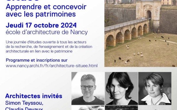 JOURNÉE D’ÉTUDES Architecture située. Apprendre et concevoir
 avec les patrimoines

JEU. 17 OCT. / 9h / École nationale supérieure d'architecture de Nancy 

 L'intervention dans l'existant paraît désormais une démarche évidente et vitale dans la production architecturale au regard des enjeux cruciaux de la transition écologique. Qu'en était-il il y a vingt ans quand l'école nationale supérieure d'architecture de Nancy a lancé la Semaine architecture et patrimoine? 

Aujourd'hui encore, l'ENSA Nancy est l'une des écoles qui proposent la plus riche maquette pédagogique en matière d'enseignement concernant les interventions dans l'existant.
 Le 17 octobre, elle réunit de nombreux acteurs ayant initié, encadré, parrainé et participé à ce dispositif pédagogique au cours des 20 années de Semaines architecture et patrimoine. Toutes et tous partageront leur expérience et au-delà porteront leur regard sur les enjeux contemporains quant aux patrimoines appréhendés dans toutes leurs diversités comme de multiples ressources culturelles, sociales, économiques ou encore matérielles pour nos territoires.

Informations et inscriptions
www.nancy.archi.fr
#architecture #patrimoine #enseignementsuperieur #recherche #teamarchi